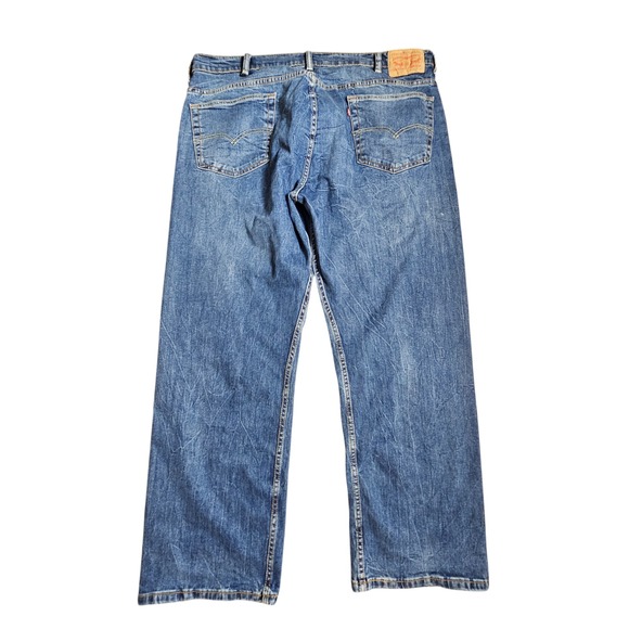 Levi's Mens 569 Loose Straight Fit Jeans 42x32 Faded Medium Wash Denim‎ Whiskers - Picture 10 of 13